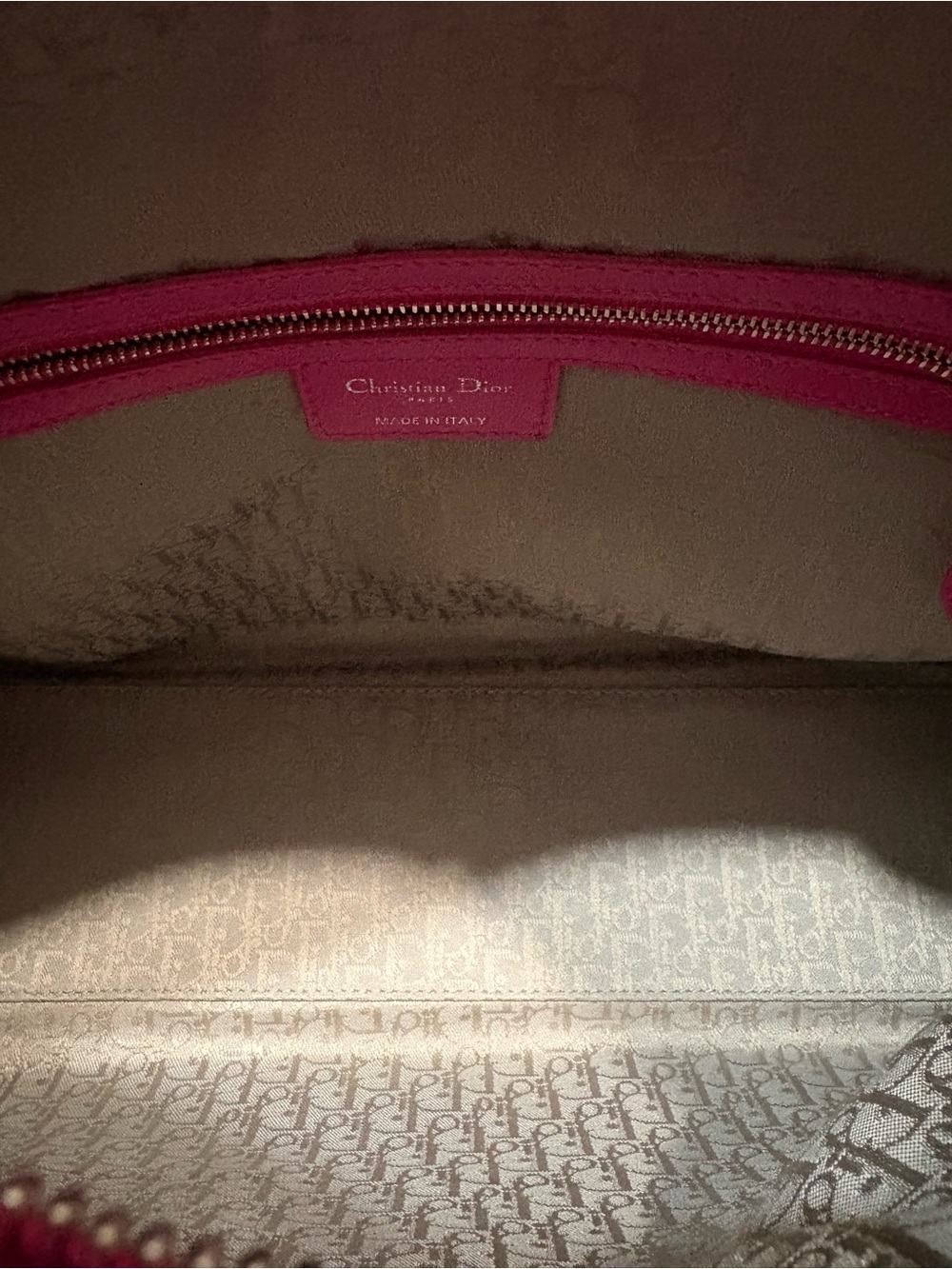 Large Lady Dior Bag in Hot Pink with silver hardware - Picture 7 of 15